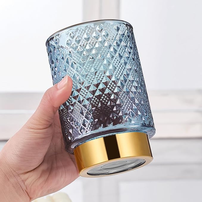 Makeup Brush Holder Organizer,Toothbrush Holders,Desk Pen Pencil Holder,Multifunctional Vintage Glass Brush Cup（A45-7-US）