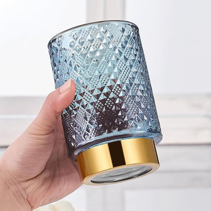 Makeup Brush Holder Organizer,Toothbrush Holders,Desk Pen Pencil Holder,Multifunctional Vintage Glass Brush Cup（A45-7-US）