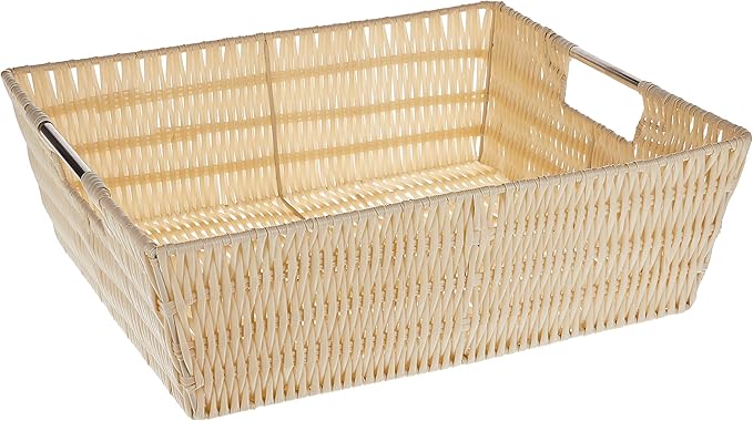 Whitmor Rattique Shelf Tote, 13"D x 15"W x 5"H, Latte