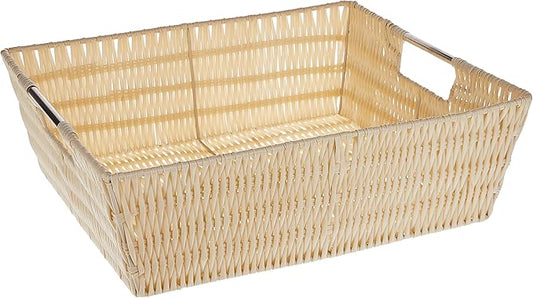 Whitmor Rattique Shelf Tote, 13"D x 15"W x 5"H, Latte