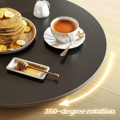 27.6" Lazy Susan Turntable – 360° Sinteredstone Silent Anti-Slip Turntable, Table Top Centerpiece for Kitchen, Pantry, Spice Rack, Refrigerator & Dining Table, Black