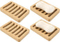 Soap Dish for Shower, 4 Pack Natural Bamboo Bar Soap Holder, Anti-Slip Design for Peace of Mind, Natural and Healthy
