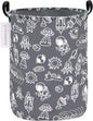 QUEENLALA Large Storage Basket,Laundry Hamper/Bathroom/Home Decor/Collapsible Round Storage Bin,Boys and Girls Hamper/Boxes/Clothing(Round-Grey space exploration)