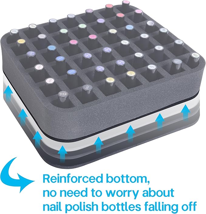 Nail Polish Organizer Holder Foam Pad with Slots for Storage 42 Bottles (15ml/0.5fl.oz) Nail Polish or Essential Oil Tray for Drawers Black