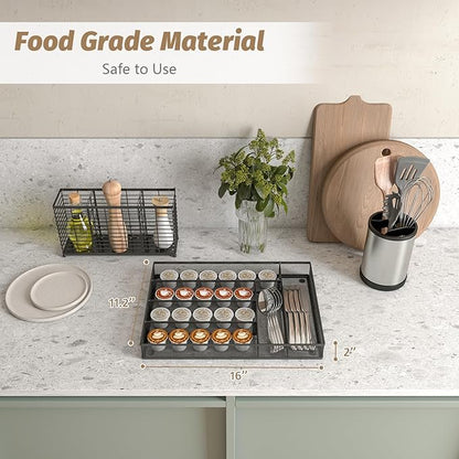 Sedegn Silverware Organizer Metal Mesh, Large Drawer Organizer, Utensil Cutlery Tray for kitchen drawers, Flatware Organizer with 6 Compartment, Black (11.3”*16“)