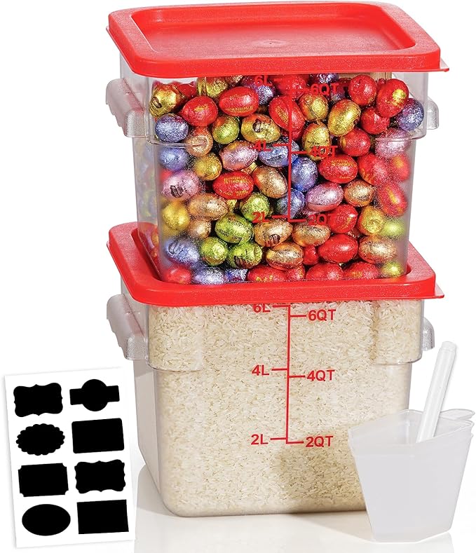 6QT Clear Food Storage Containers: 2 PCS[Food Grade][Hot&Cold Resistant] NSF Food Storage Containers with Lids for Home Restaurant Kitchen Storage Pizza Proof Dough, BPA Free (N3)