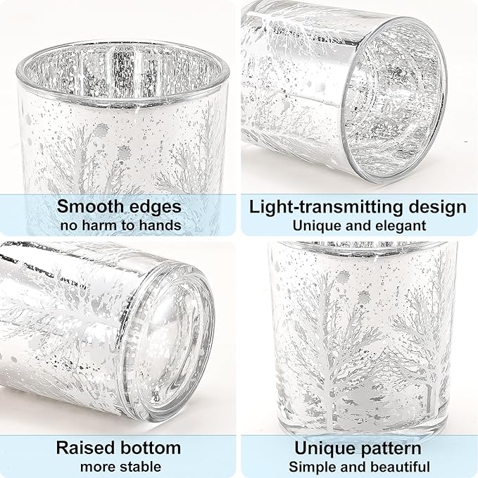 DASITON Makeup Brush Holder Organizer, Crystal Glass Cosmetic Makeup Brushes Storage Holder, Christmas Tree Make Up Brush Cup for Vanity Décor, Small Pen Holders for Desk, Toothbrush Holders (Silver)