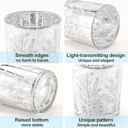 DASITON Makeup Brush Holder Organizer, Crystal Glass Cosmetic Makeup Brushes Storage Holder, Christmas Tree Make Up Brush Cup for Vanity Décor, Small Pen Holders for Desk, Toothbrush Holders (Silver)