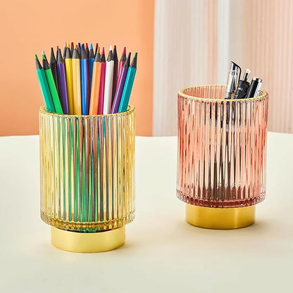 Makeup Brush Holder Organizer,Toothbrush Holders,Desk Pen Pencil Holder,Multifunctional Vintage Glass Brush Cup(A3-16-US)