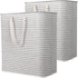Lifewit 2 Pack Laundry Basket 100L Each, Collapsible Clothes Hamper with Reinforced Handles, Freestanding Waterproof Design for Bedroom and Laundry Room, Grey 200L Total