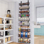 Eastherry Over The Door Pantry Organizer，9-Tier Over The Door Organizer with Adjustable Basket，Metal Hanging Pantry Organizers and Storage for Kitchen, Back of Door Seasoning Rack (Black)