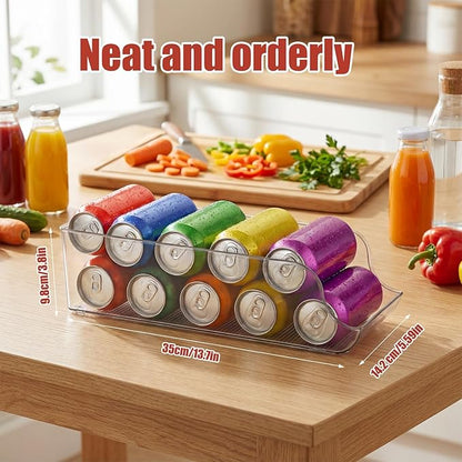 Soda Can Organizer for Refrigerator, Clear Drink Organizer for Fridge and Pantry - Double Layer Rolling Soda Dispenser for Pop Cans and Beverages (2PC)