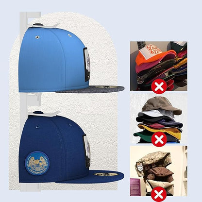 AXU 2 Pack Hat Organizer for Baseball Caps, Hat Rack for Wall (White)