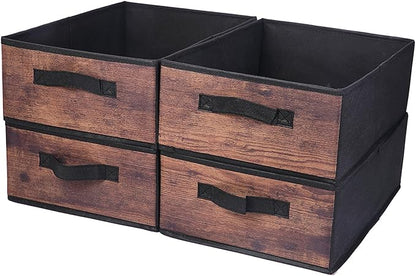 Clothings Collapsible Storage Bins, Foldable Organizers and Storage Baskets Cube Storage Bin for Bedroom Living Room (4 Pack, MZWL, 15.4x11.4x5.5inch)
