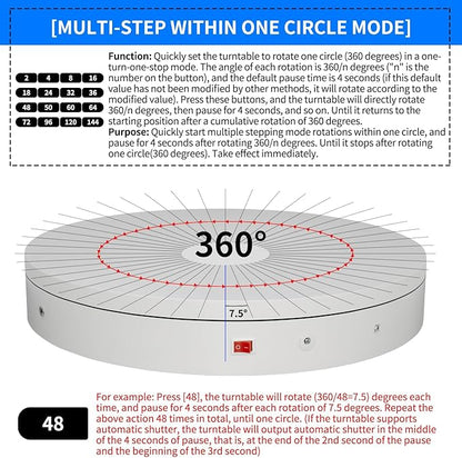 Programmable Motorized Electric Turntable Rotating Display Stand Rotating Platform Spinning Platform Secondary Development Motorized Electric Lazy Susan for 3D Scaner or Display with USB/Bluetooth