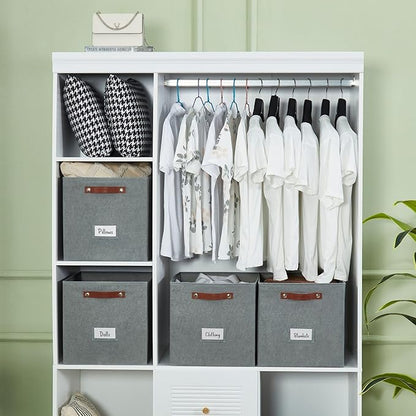 DECOMOMO Storage Cubes, 13x13x13 Storage Cube Bins with Labels, Fabric Organizer Bins (13" / 6pcs, Texture Grey)