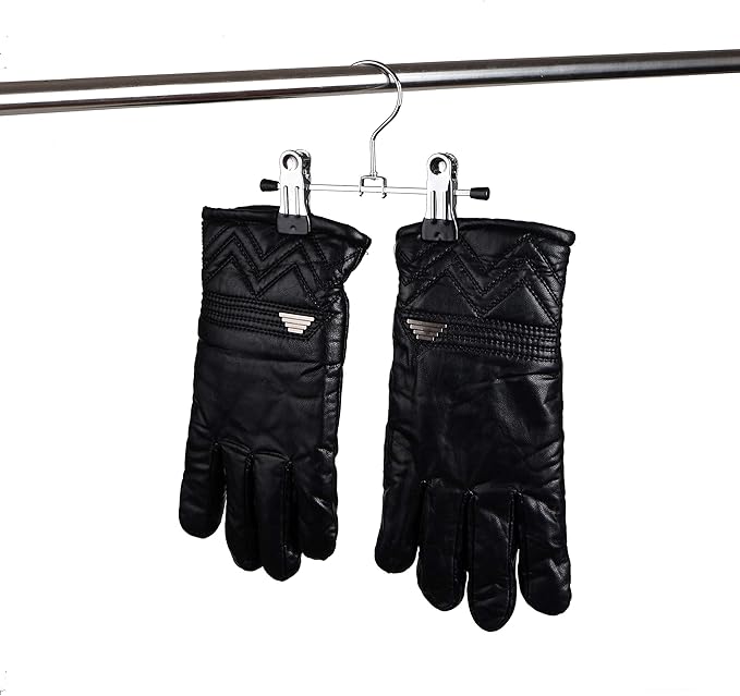 Amber Home 20 Pack 6" Metal Boots Hangers with 2 Adjustable Clips, Portable Multifunctional Hangers Space Saving for Socks Hats Towels Bags, Clips Hanger for Pet Clothes and Traveling (20 Pack)