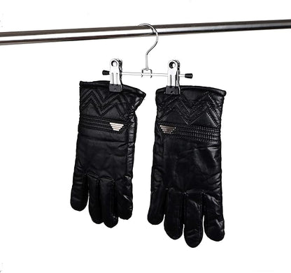 Amber Home 20 Pack 6" Metal Boots Hangers with 2 Adjustable Clips, Portable Multifunctional Hangers Space Saving for Socks Hats Towels Bags, Clips Hanger for Pet Clothes and Traveling (20 Pack)