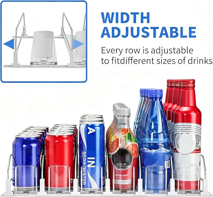 Upgraded Drink Organizer for Fridge，Soda Can Dispenser for Refrigerator，Automatic Self-Pushing Drink Pusher，Space-Saving Fridge Storage，Holds up to 30-35 Cans, 6 Row