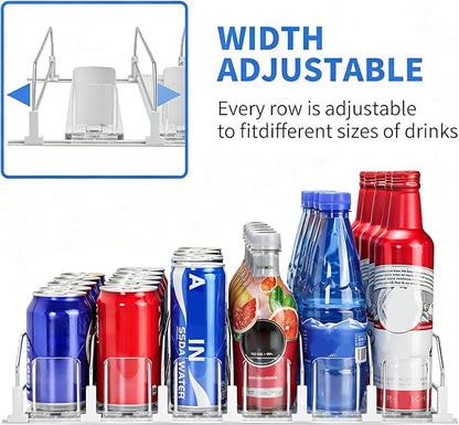Upgraded Drink Organizer for Fridge，Soda Can Dispenser for Refrigerator，Automatic Self-Pushing Drink Pusher，Space-Saving Fridge Storage，Holds up to 30-35 Cans, 6 Row