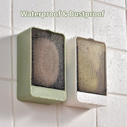 Soap Holder Dish Shower, 2 Pack Bar Soap Holder with Drainage, Self Draining Soap Holder, Wall Mounted Soap Box Tray Container for Bathroom, Bathtub Kitchen Sink, No Drilling, 4 Adhesive Include