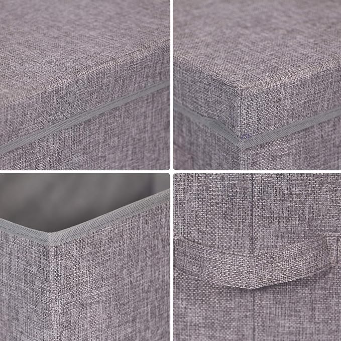 TENABORT 3 Pack Large Foldable Storage Box with Lids Fabric Storage Cube Organizer Cloth Containers Bins Baskets for Closet Clothes Clothing Bed Room