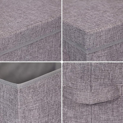 TENABORT 3 Pack Large Foldable Storage Box with Lids Fabric Storage Cube Organizer Cloth Containers Bins Baskets for Closet Clothes Clothing Bed Room