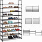 Relaxdays XXL Shoe Rack Plug-In System, 10 Levels, Modular, H x W x D: 175.5 x 93 x 30.5 cm, Metal Shoe Storage, Black