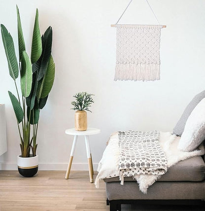 Macrame Necklace Holder Wall Mounted Jewelry Hanger Earring Holder Organizer Boho Decor Over Door Jewelry Display Necklace Rack for Necklaces Bracelets Earrings