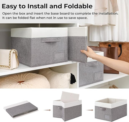 GRANNY SAYS Storage Baskets for Shelves, Fabric Storage Bins for Clothes, Closet Organization Bins, Collapsible Storage Bins with Handles, Decorative Storage Box, Large, 3-Pack