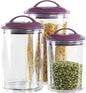 Reston Lloyd Food Storage Containers, BPA Free Airtight Canisters for Cereal, Pasta, Sugar, Coffee, Flour, Cookies, Loose Tea, for Kitchen Organization, Set of 3, Plum