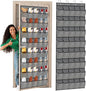 Over the Door Shoe Organizer, 40 Large Mesh Pockets Hanging Shoe Rack Organizer for Closet Behind The Door Storage Holder for Entryway Bedroom Dorm Gray