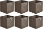 Amazon Basics Collapsible Fabric Storage Bins with Handle, Sturdy Space-Saving Cube Organizer, 10.5" x 10.5" x 11", Taupe, 6-Pack