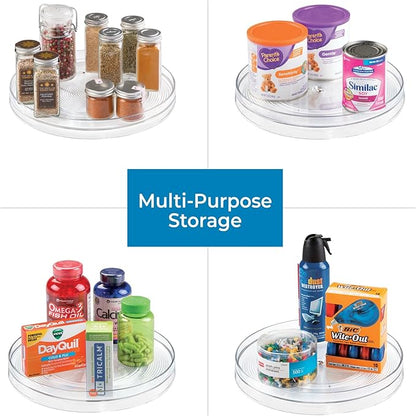 iDesign Recycled Plastic Lazy Susan Turntable Organizer, The Linus Collection – 11” x 1.75”, Clear
