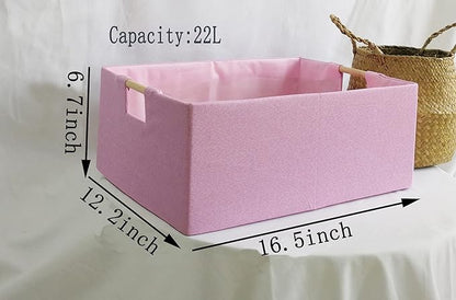 Storage Bin for Shelves Rectangle Closet Baskets Foldable Box with Handles Pink Shelf Baskets Toy Boxes for Home Office Car Dormroom