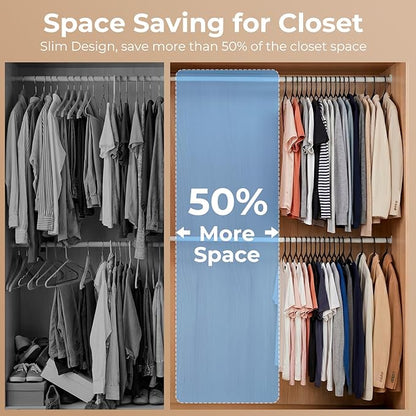 HOUSE DAY Plastic Hangers 20 Pack, Space Saving Clothes Hangers with Built-in Hooks, Durable & Strong Closet Organizers and Storage, Dorm Room Essential, Perfect for Shirts, Coat, Pants, Dress - Black