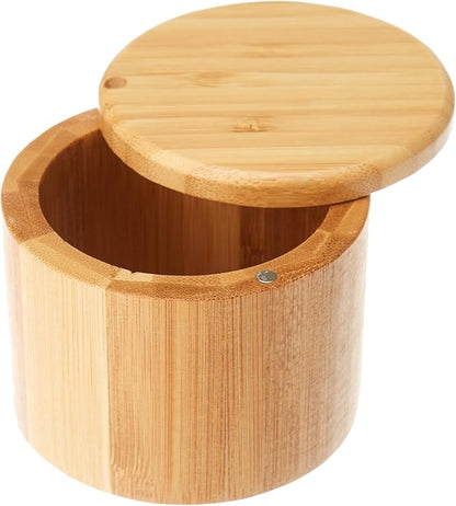 Totally Bamboo Salt Cellar with Swivel Lid - Wooden Salt Container, Bamboo Spice Box for Kitchen Countertop, Magnetic Closure, 6 Oz