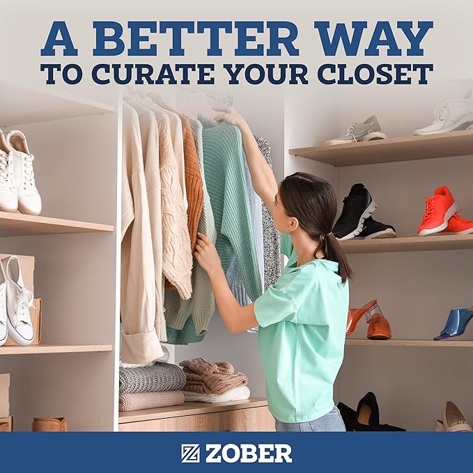 ZOBER Blush Velvet Hangers 50 Pack - Clothes Hangers, Coat Hanger for Pants & Dress Clothes - Non Slip w/ 360 Degree Swivel, Holds up to 10 lbs - Strong Felt Hanger for Clothing