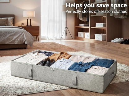 TidyCorner 2-Pack Under Bed Storage Containers, 6 Inches Tall Underbed Clothes Storage Organizer Bin with Sturdy Sidewalls/Bottom, Underbed Storage Bins 2 Storage Thin Bins
