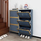 Shoe Storage Cabinet for Entryway - Shoe Cabinet Organizer with Metal Rattan 3 Flip Drawer,Wood Free Standing Rack, Hidden Slim Shoe Cabinet for Hallway, Living Room, Bathroom (Blue)