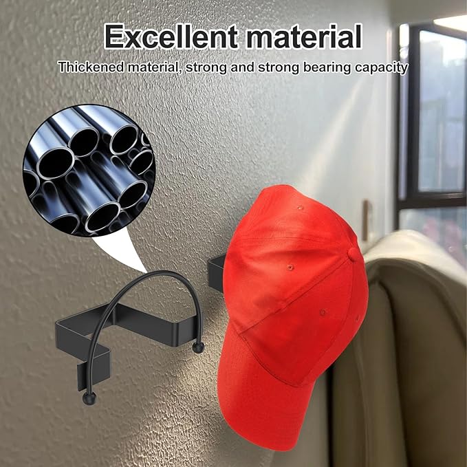 4 Pack Cowboy Hat Rack, Wall Mount Cowboy Hat Holder, Hat Hooks for Wall, Wide Brim Western Hat Hanger Organizer for Baseball Caps Display, Non-Damage Brim Design, Wall Decor Western Decor