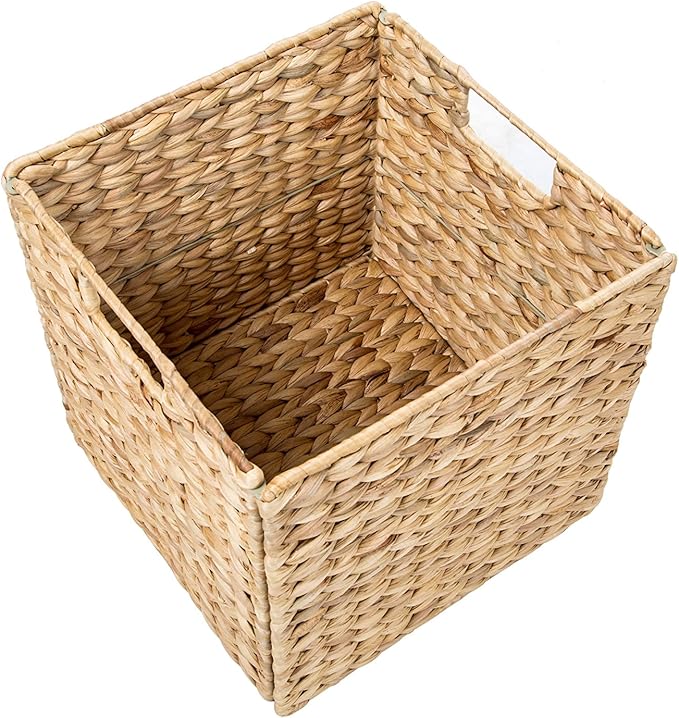 Trademark Innovations 12" Foldable Hyacinth Storage Basket with Iron Wire Frame