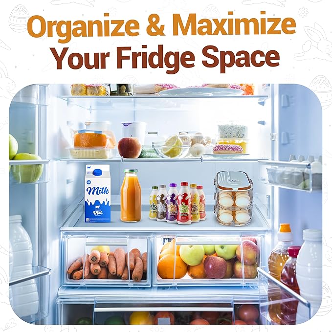 Auto Rolling Egg Holder for Fridge– 2-Tier Gravity Fed Egg Dispenser, Space-Saving Fridge Organizer for Fresh Eggs, No Assembly Required
