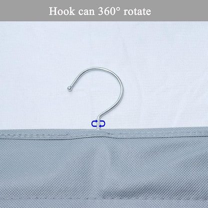 2 Pack 12 Large Pockets Hanging Shoe Organizer for Closet with Roating Hanger for Storage Mens Shoes,Kids Clothes,Also can used as Travel shoe rack hanging,Grey