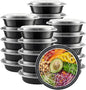 GUSTO 24 oz - Round Meal Prep Containers with Lids – [50 Count] Reusable, Microwaveable, Dishwasher & Freezer Safe, BPA-Free Food Storage Containers for Portion Control (Formerly Comfy Package)