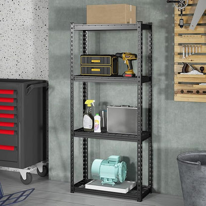 Goplus 4-Tier Metal Shelving Unit, 4 Pack Heavy Duty Wire Storage Rack with Anti-Slip Foot Pads, Height Adjustable Shelves for Warehouse, Kitchen, Living Room, Garage, 12" D x 27.5" W x 60" H