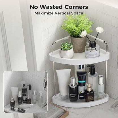 Vtopmart 2-Tier Bathroom Countertop Organizer, Vanity Dresser Counter Tray Shelf for Skincare, Perfume, Makeup, Silver