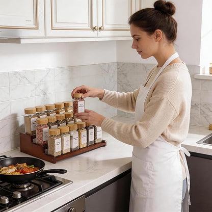 Bamboo Spice Rack，3-Tier Spice Rack Organizer for Cabinet or Pantry (Walnut, M)