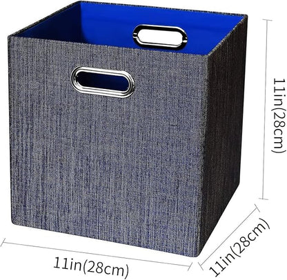 Posprica Storage Cubes,11×11 Foldable Storage Bins,Thick and Heavy duty Fabric Baskets - 4pcs,Blue