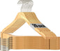 Natural Slim Solid Wood Coat 20 Pack Wooden Clothes Hangers,16.7inch Ultra Thin Space Saving Wooden Adult Hangers,Heavy Duty Suit Non Slip Hangers for Jacket Shir Suit